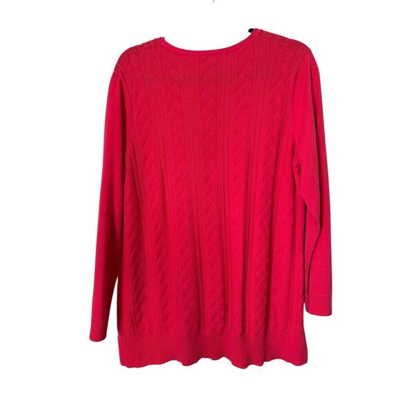 Talbots Sweater Womens Sz 1X Pink Cotton Long Sleeve Cable Knit V-Neck Pullover - Picture 5 of 10